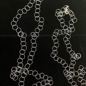 2 Sterling Silver Circle Link Chain Necklaces 24"